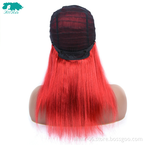 wholesale cheap fashion red ombre hair color wig pure raw indian temple hair wig